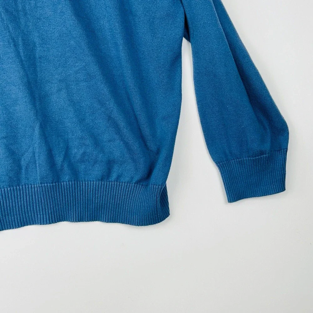 Jos. A. Bank V Neck Sweater Size XXL Blue 100% Pima‎ Cotton Ribbed